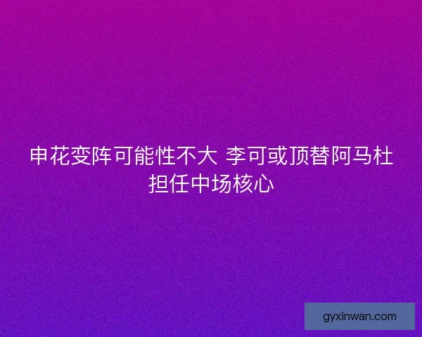申花变阵可能性不大 李可或顶替阿马杜担任中场核心