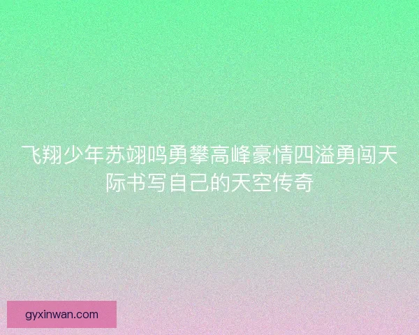 飞翔少年苏翊鸣勇攀高峰豪情四溢勇闯天际书写自己的天空传奇